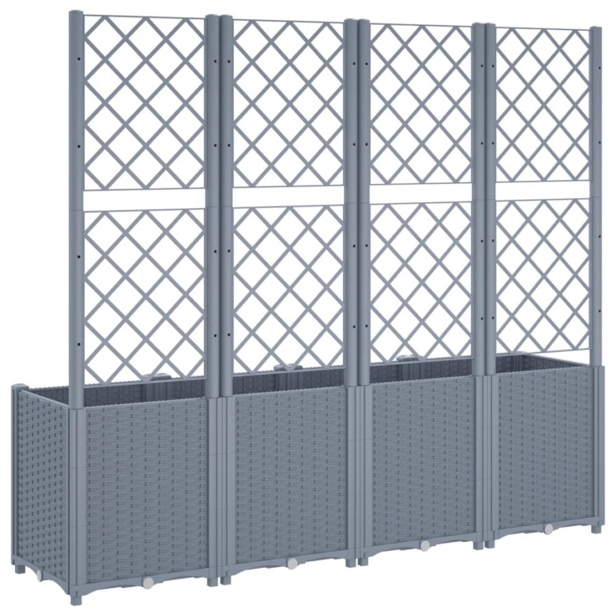 Plantenbak met latwerk 160x40x140 cm polypropeen grijs - Afbeelding 5
