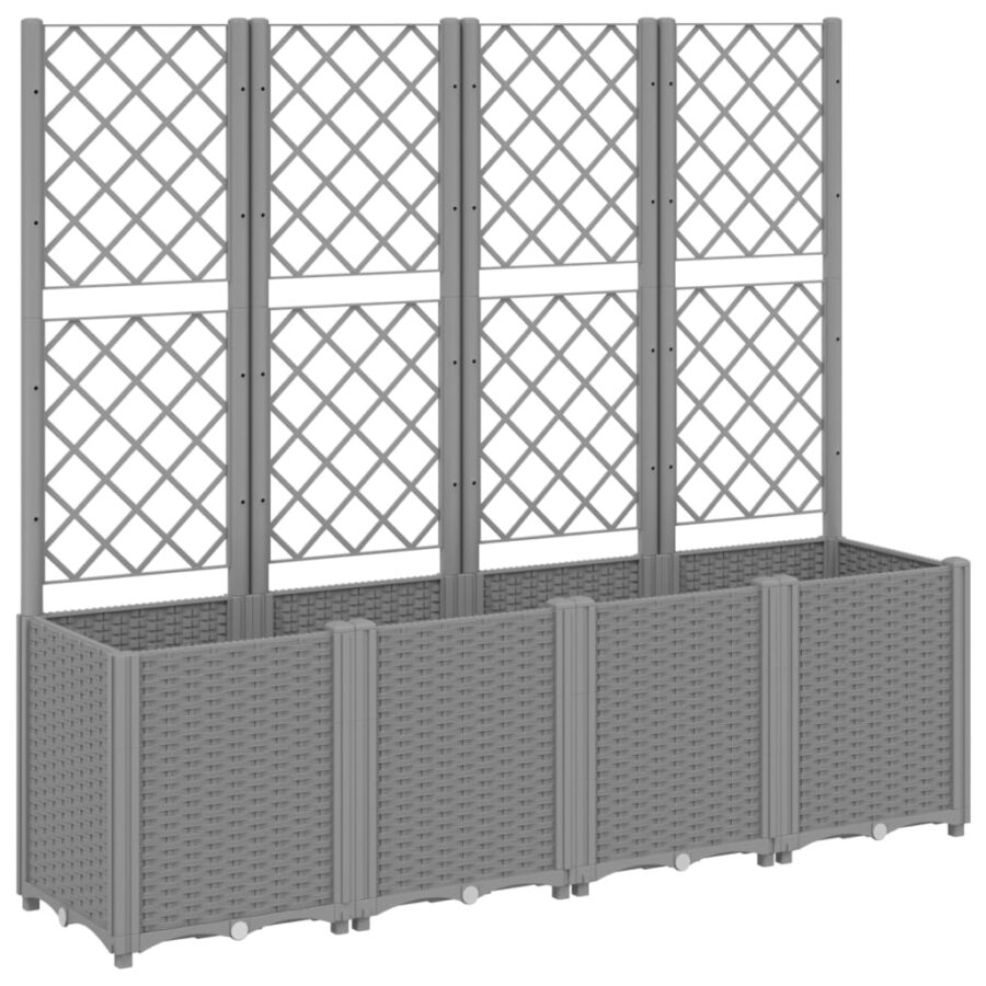 Plantenbak met latwerk 160x40x140 cm polypropeen lichtgrijs - Afbeelding 2