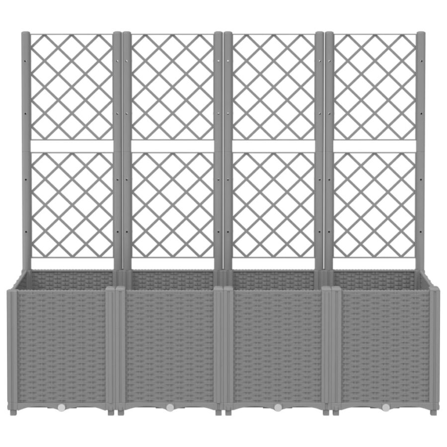 Plantenbak met latwerk 160x40x140 cm polypropeen lichtgrijs - Afbeelding 3