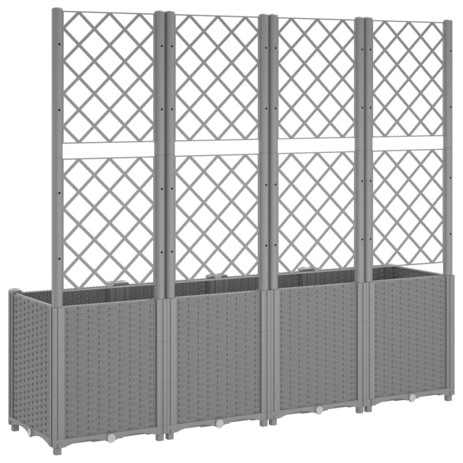 Plantenbak met latwerk 160x40x140 cm polypropeen lichtgrijs - Afbeelding 5