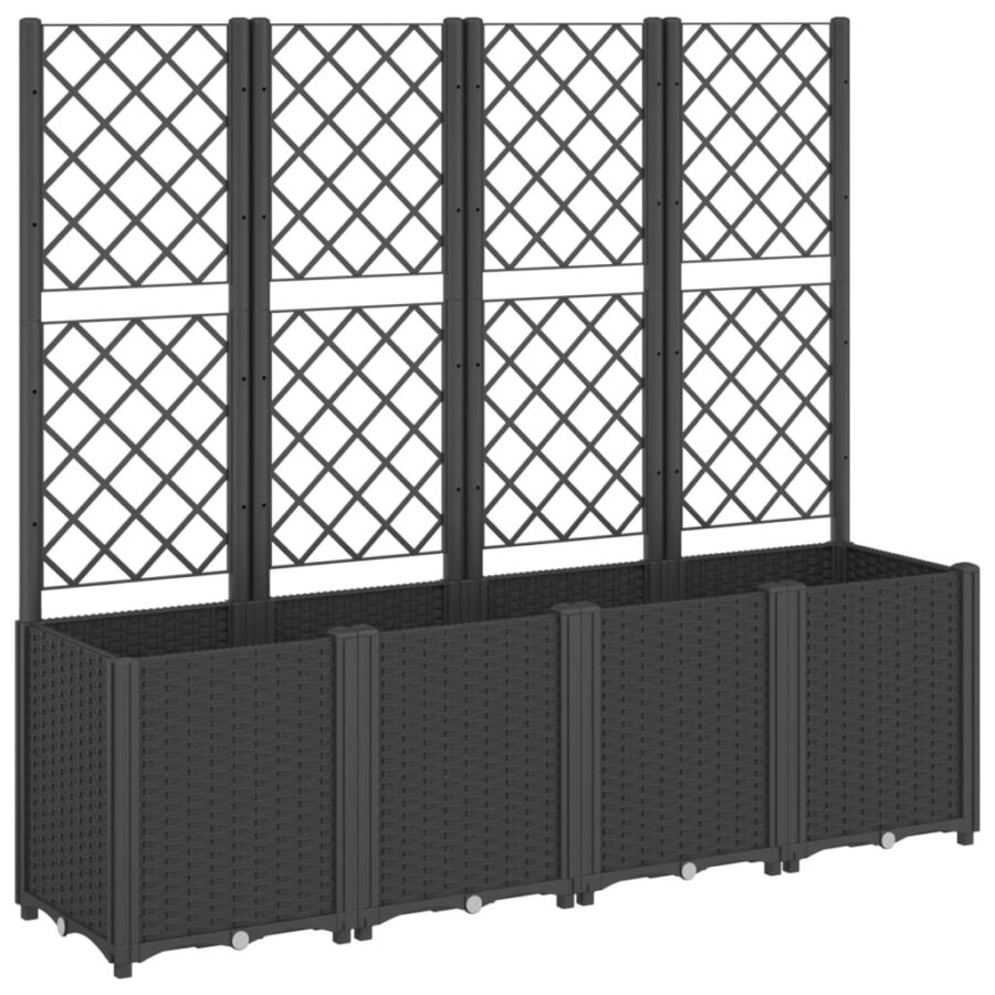 Plantenbak met latwerk 160x40x140 cm polypropeen zwart - Afbeelding 2