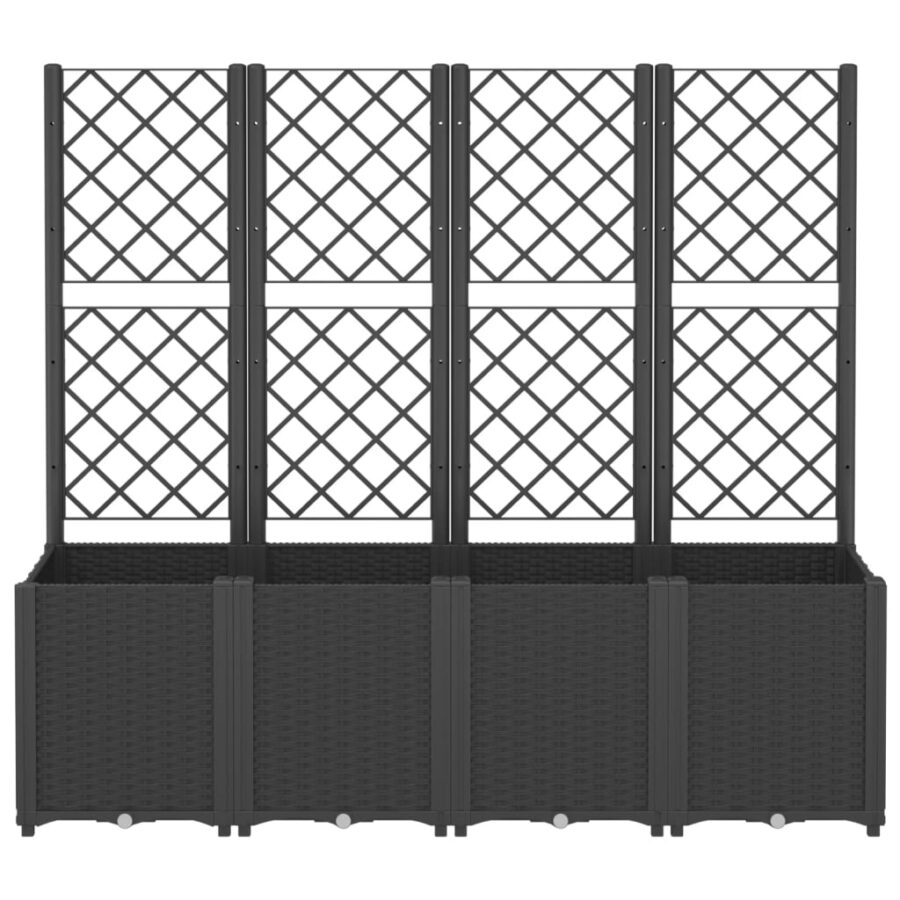 Plantenbak met latwerk 160x40x140 cm polypropeen zwart - Afbeelding 3