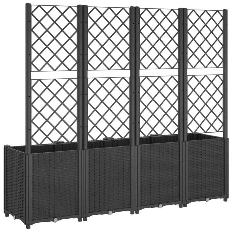 Plantenbak met latwerk 160x40x140 cm polypropeen zwart - Afbeelding 5
