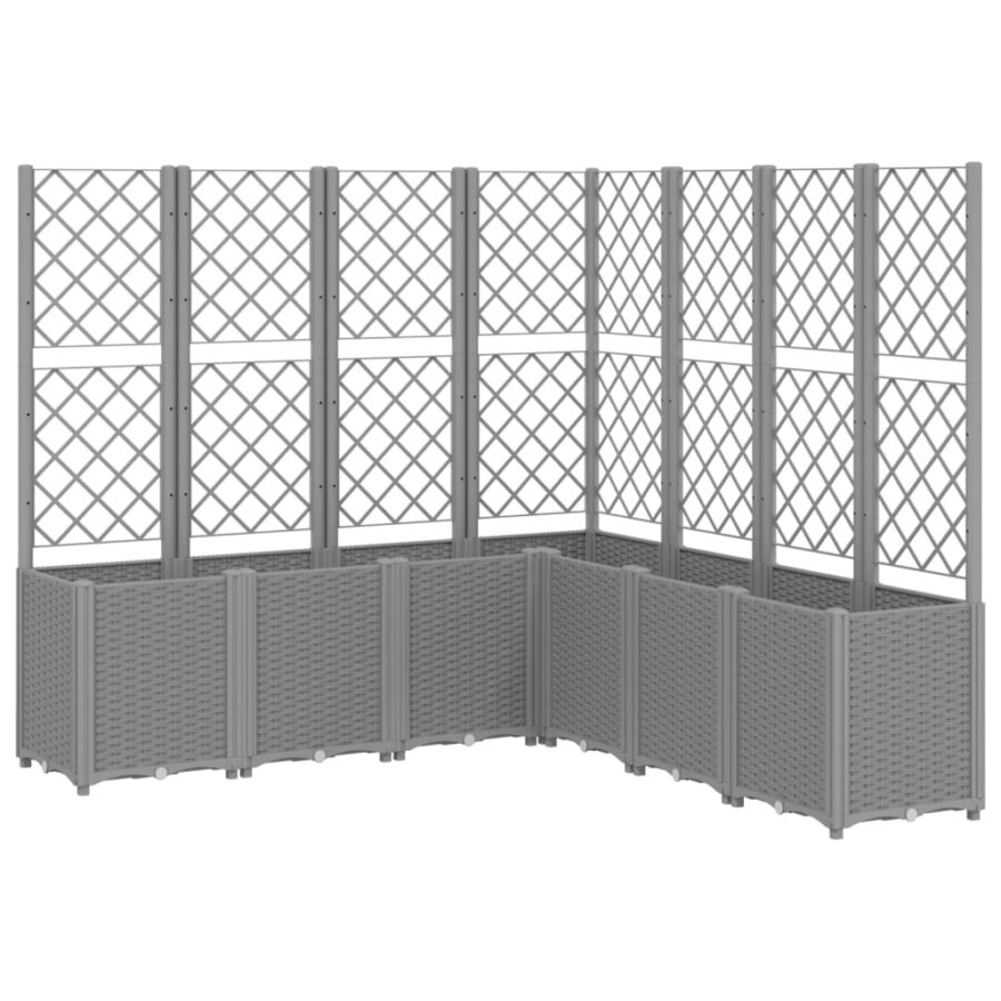 Plantenbak met latwerk 160x160x140 cm polypropeen lichtgrijs - Afbeelding 2