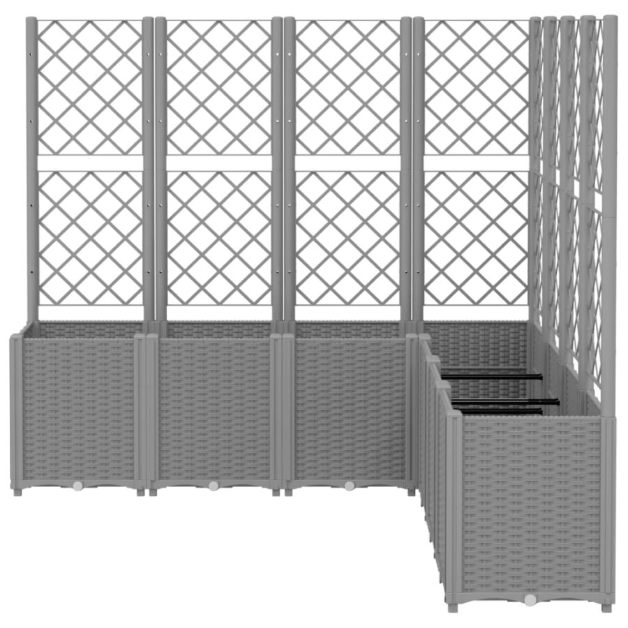 Plantenbak met latwerk 160x160x140 cm polypropeen lichtgrijs - Afbeelding 3