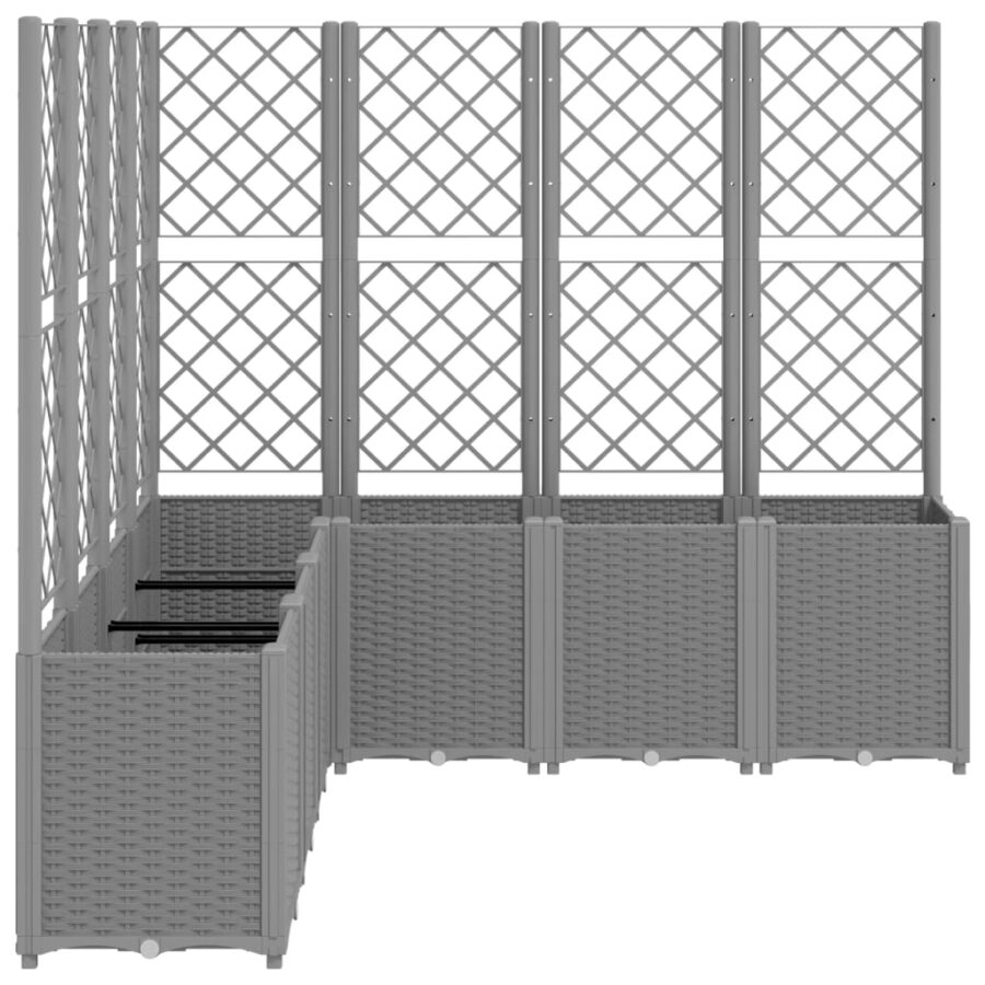 Plantenbak met latwerk 160x160x140 cm polypropeen lichtgrijs - Afbeelding 4