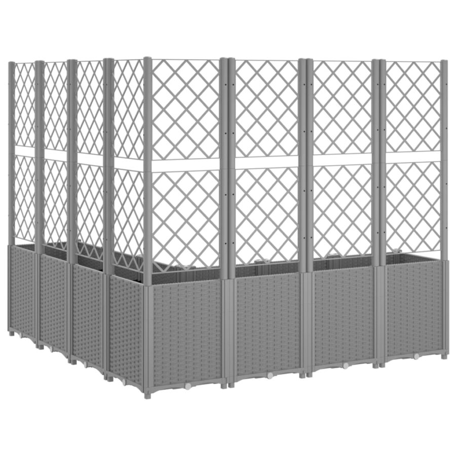 Plantenbak met latwerk 160x160x140 cm polypropeen lichtgrijs - Afbeelding 5