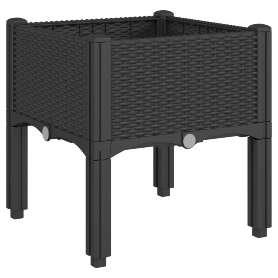 Plantenbak met poten 40x40x42 cm polypropeen zwart - Afbeelding 2