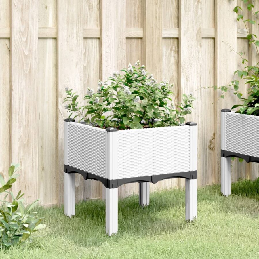 Plantenbak met poten 40x40x42 cm polypropeen wit - Afbeelding 3