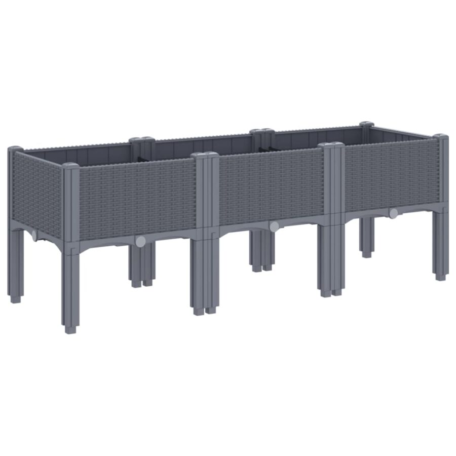 Plantenbak met poten 120x40x42 cm polypropeen grijs - Afbeelding 5