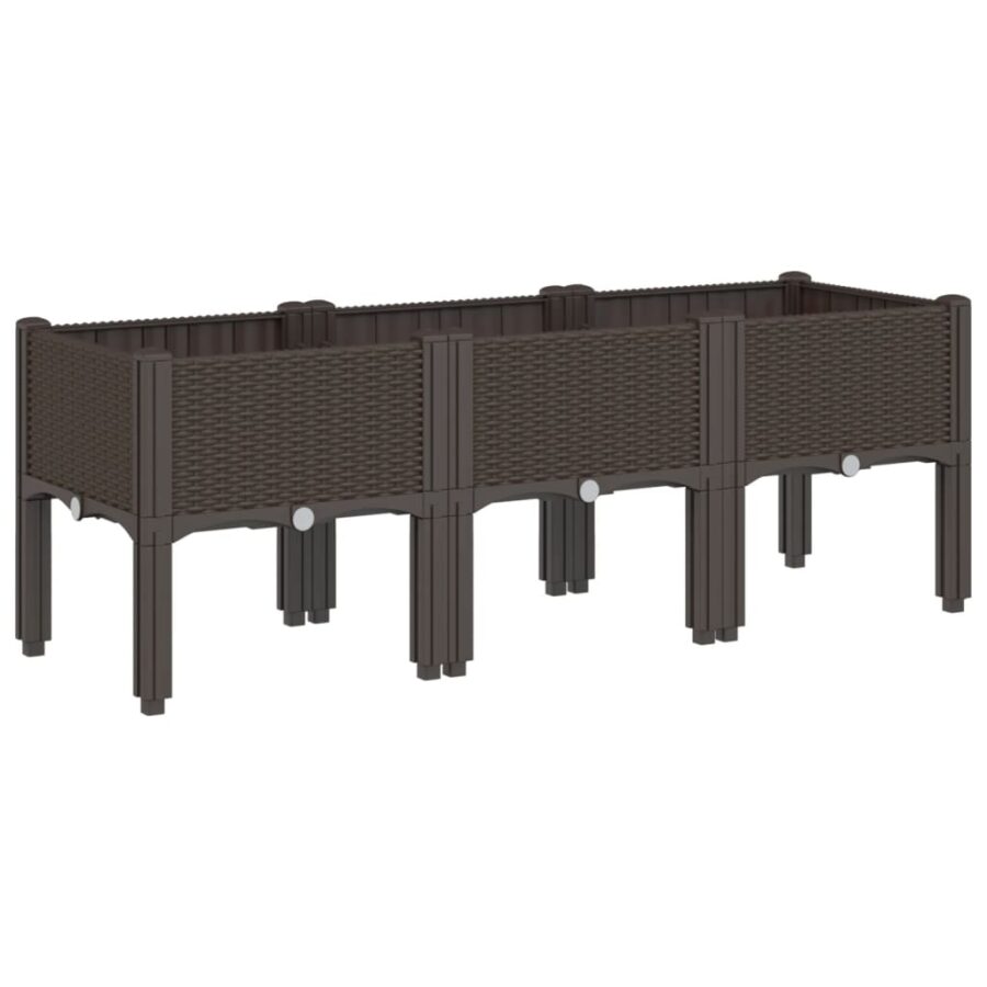 Plantenbak met poten 120x40x42 cm polypropeen bruin - Afbeelding 2