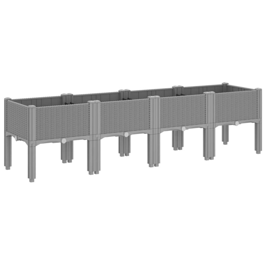 Plantenbak met poten 160x40x42 cm polypropeen lichtgrijs - Afbeelding 5