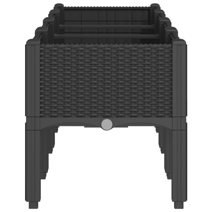 Plantenbak met poten 160x40x42 cm polypropeen zwart - Afbeelding 4