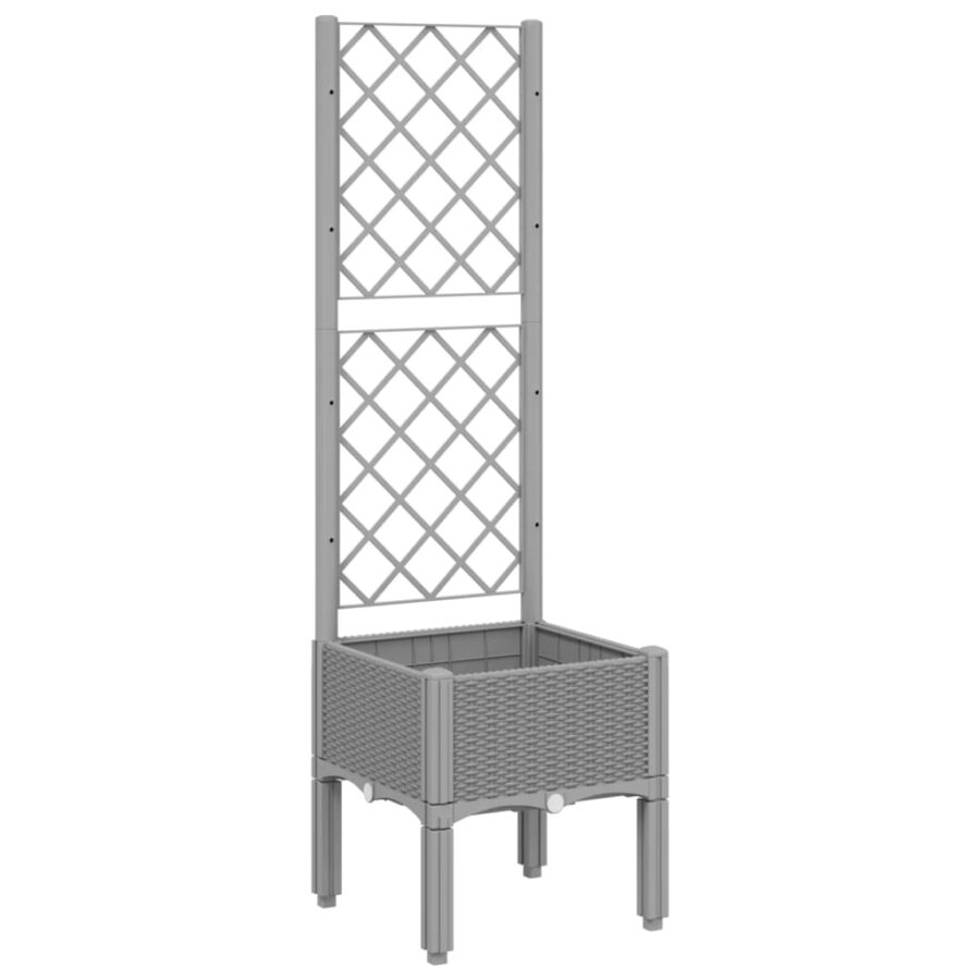Plantenbak met latwerk 40x40x142 cm polypropeen lichtgrijs - Afbeelding 2