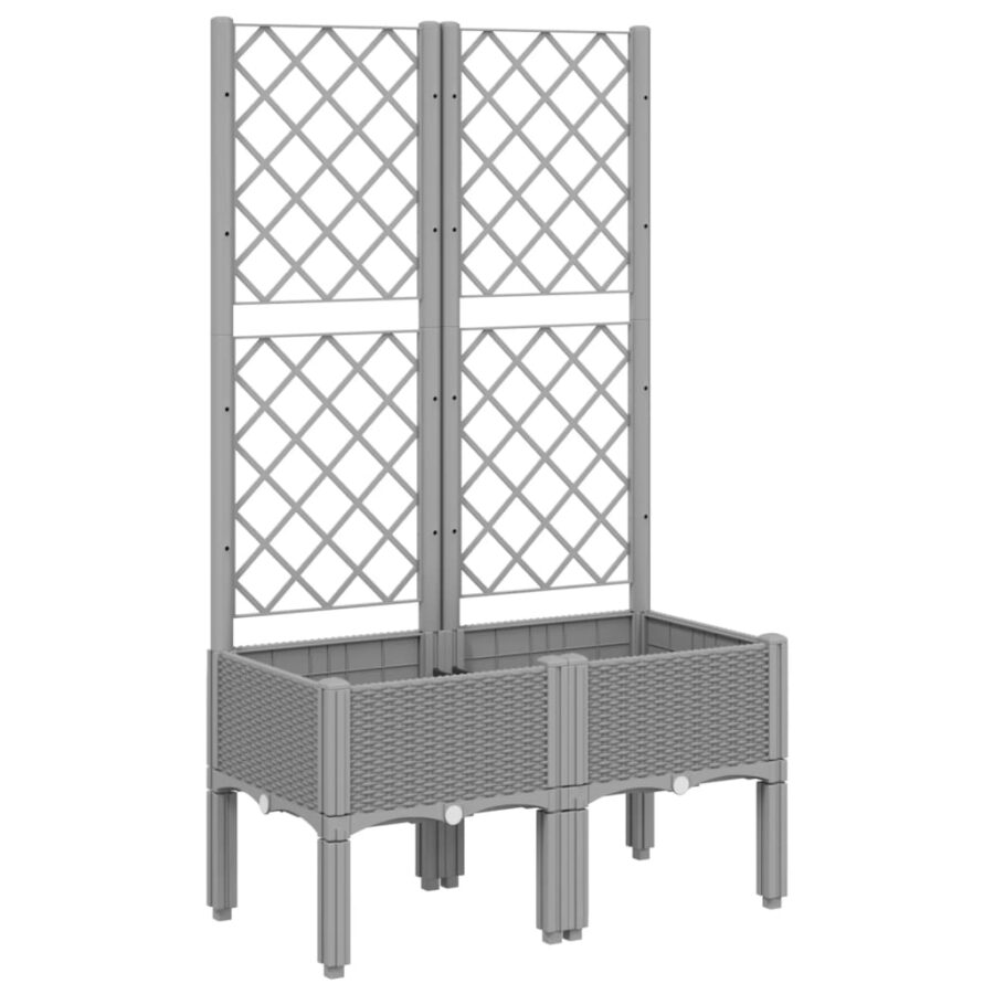 Plantenbak met latwerk 80x40x142 cm polypropeen lichtgrijs - Afbeelding 2