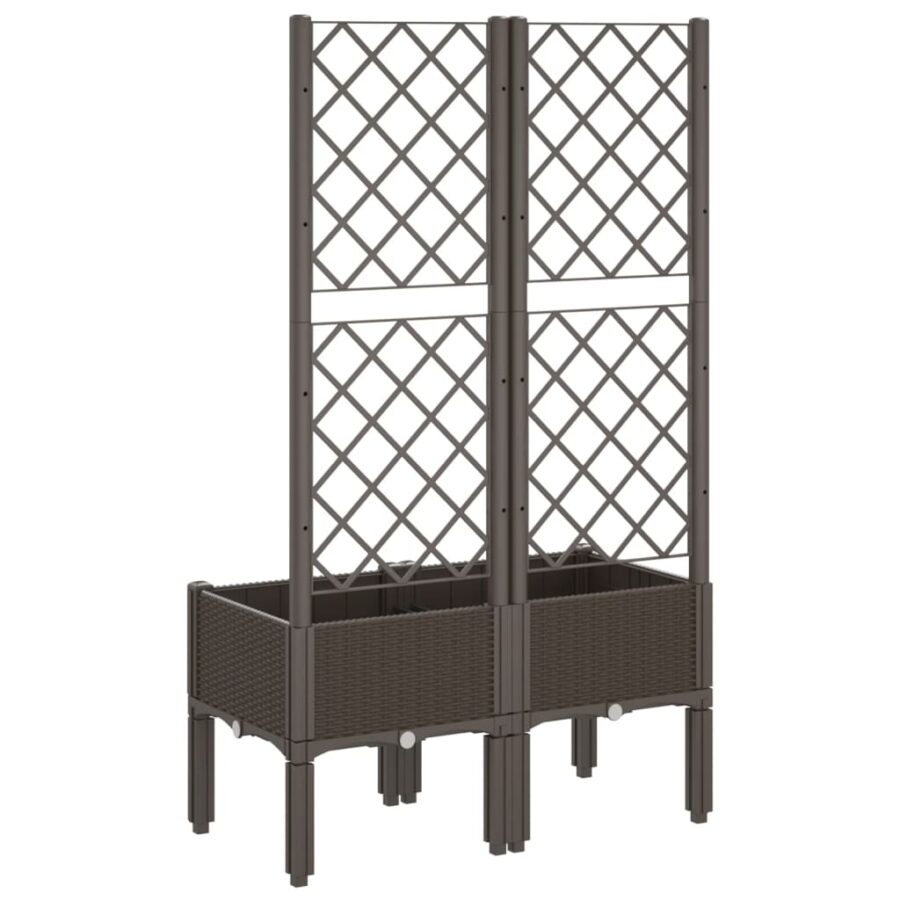 Plantenbak met latwerk 80x40x142 cm polypropeen bruin - Afbeelding 5