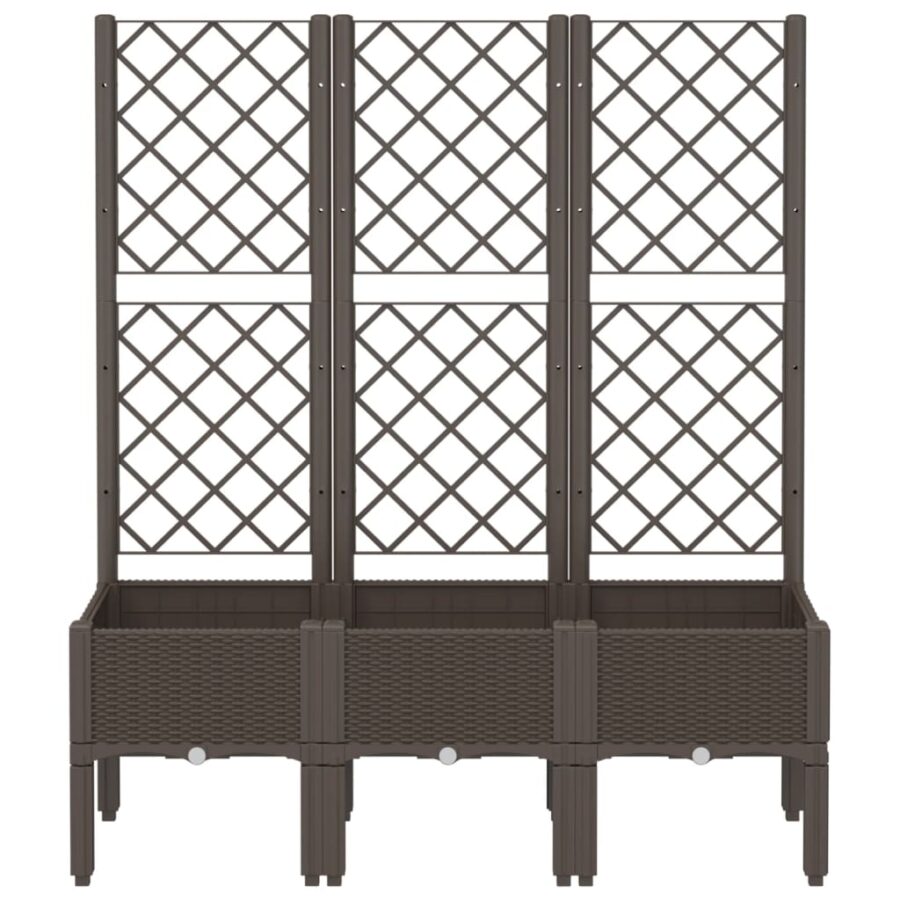 Plantenbak met latwerk 120x40x142 cm polypropeen bruin - Afbeelding 3