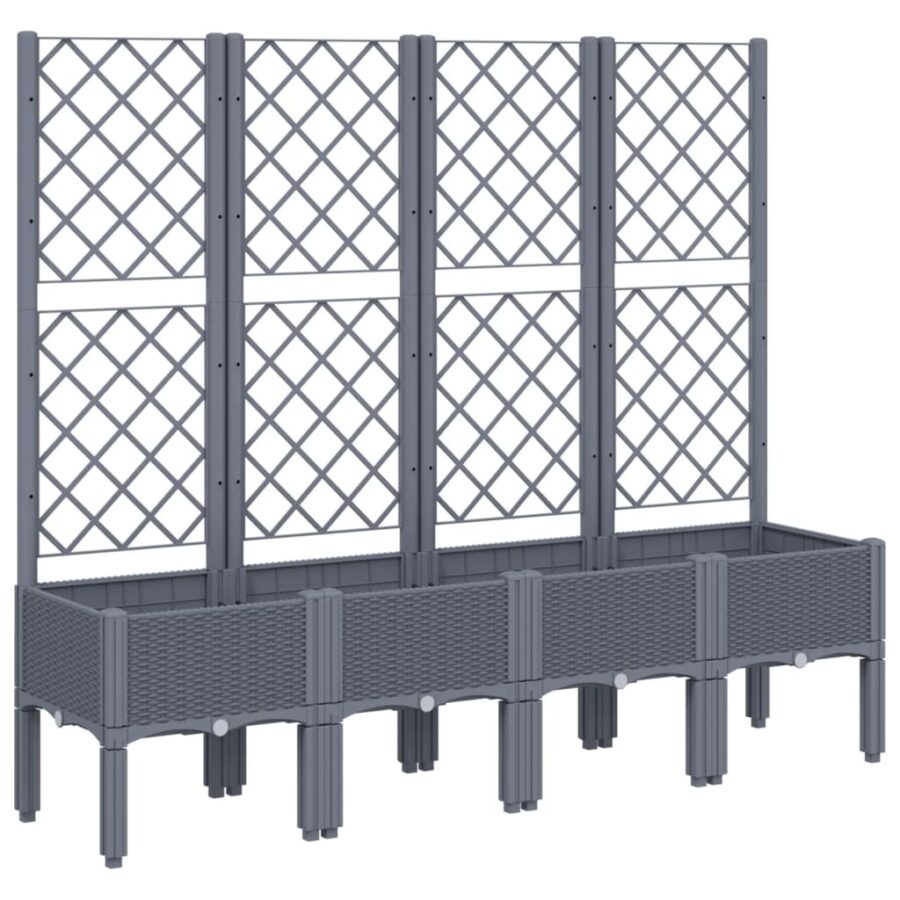 Plantenbak met latwerk 160x40x142 cm polypropeen grijs - Afbeelding 2