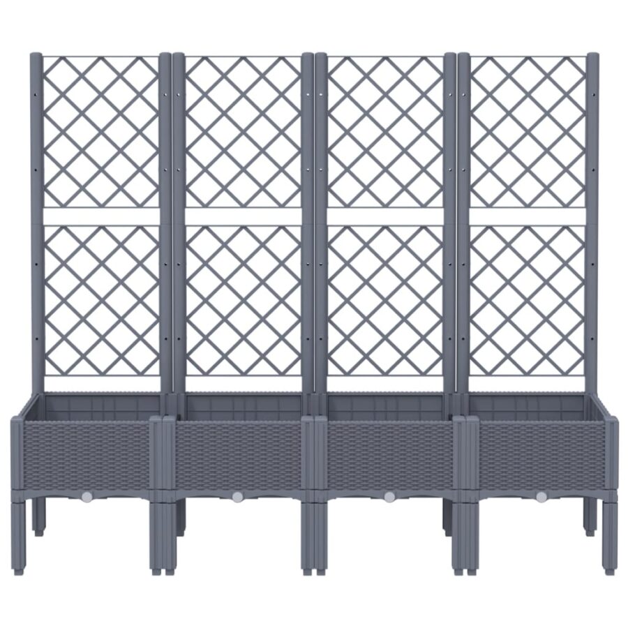 Plantenbak met latwerk 160x40x142 cm polypropeen grijs - Afbeelding 3