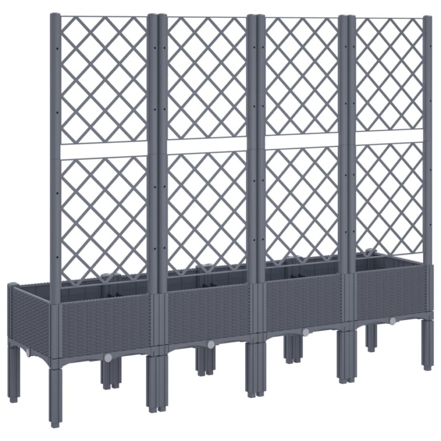 Plantenbak met latwerk 160x40x142 cm polypropeen grijs - Afbeelding 5