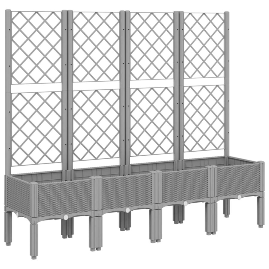 Plantenbak met latwerk 160x40x142 cm polypropeen lichtgrijs - Afbeelding 2