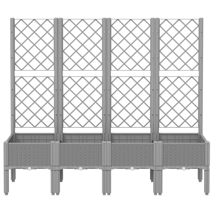 Plantenbak met latwerk 160x40x142 cm polypropeen lichtgrijs - Afbeelding 3