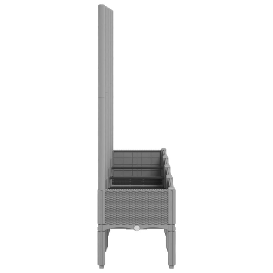 Plantenbak met latwerk 160x40x142 cm polypropeen lichtgrijs - Afbeelding 4