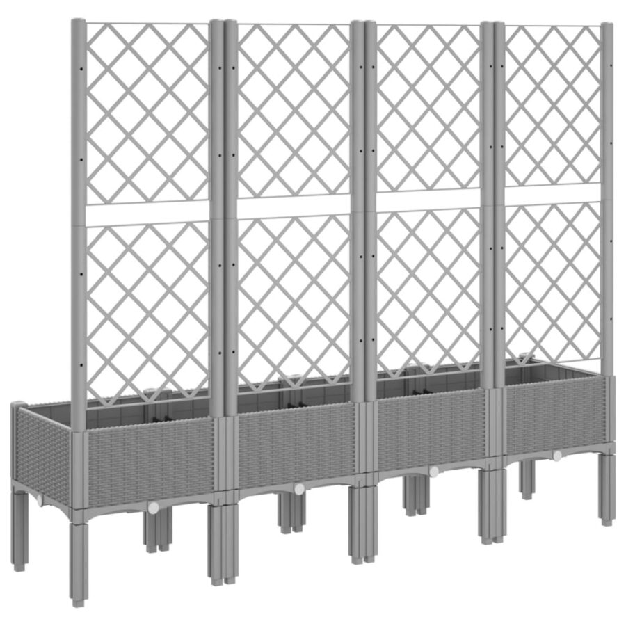 Plantenbak met latwerk 160x40x142 cm polypropeen lichtgrijs - Afbeelding 5