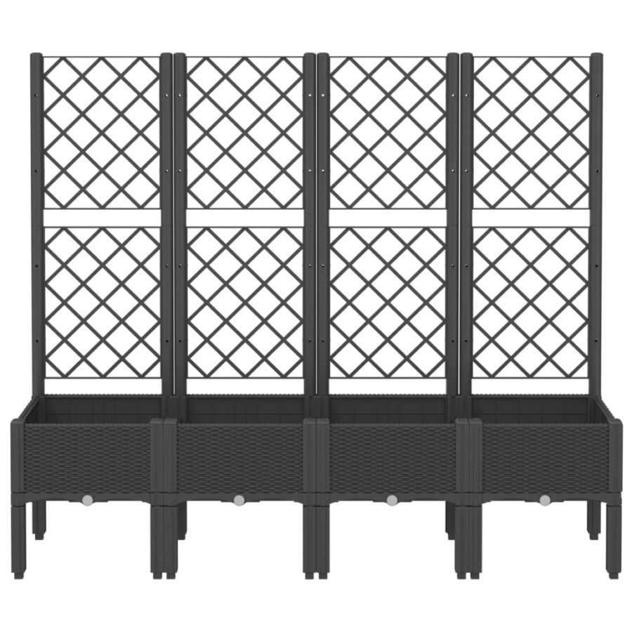 Plantenbak met latwerk 160x40x142 cm polypropeen zwart - Afbeelding 3