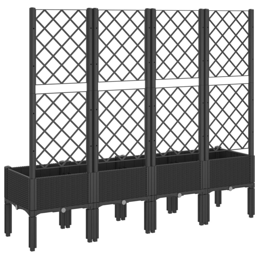Plantenbak met latwerk 160x40x142 cm polypropeen zwart - Afbeelding 5