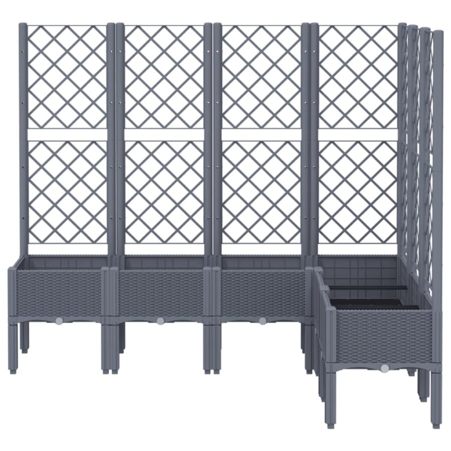 Plantenbak met latwerk 160x120x142 cm polypropeen grijs - Afbeelding 3