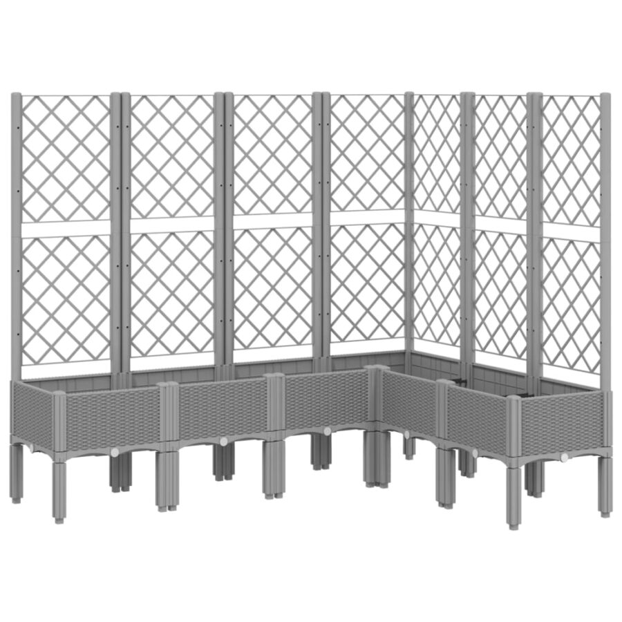 Plantenbak met latwerk 160x120x142 cm polypropeen lichtgrijs - Afbeelding 2