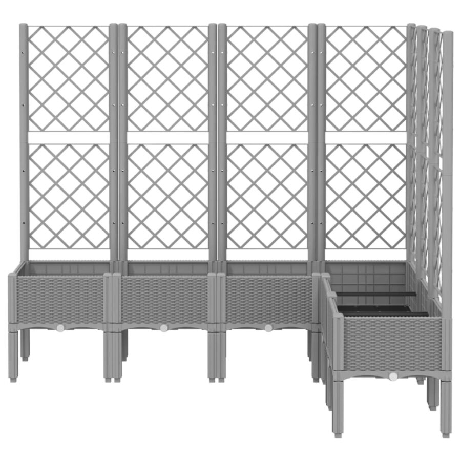 Plantenbak met latwerk 160x120x142 cm polypropeen lichtgrijs - Afbeelding 3