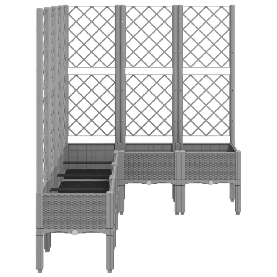 Plantenbak met latwerk 160x120x142 cm polypropeen lichtgrijs - Afbeelding 4