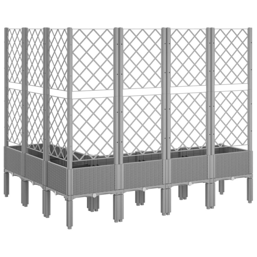 Plantenbak met latwerk 160x120x142 cm polypropeen lichtgrijs - Afbeelding 5
