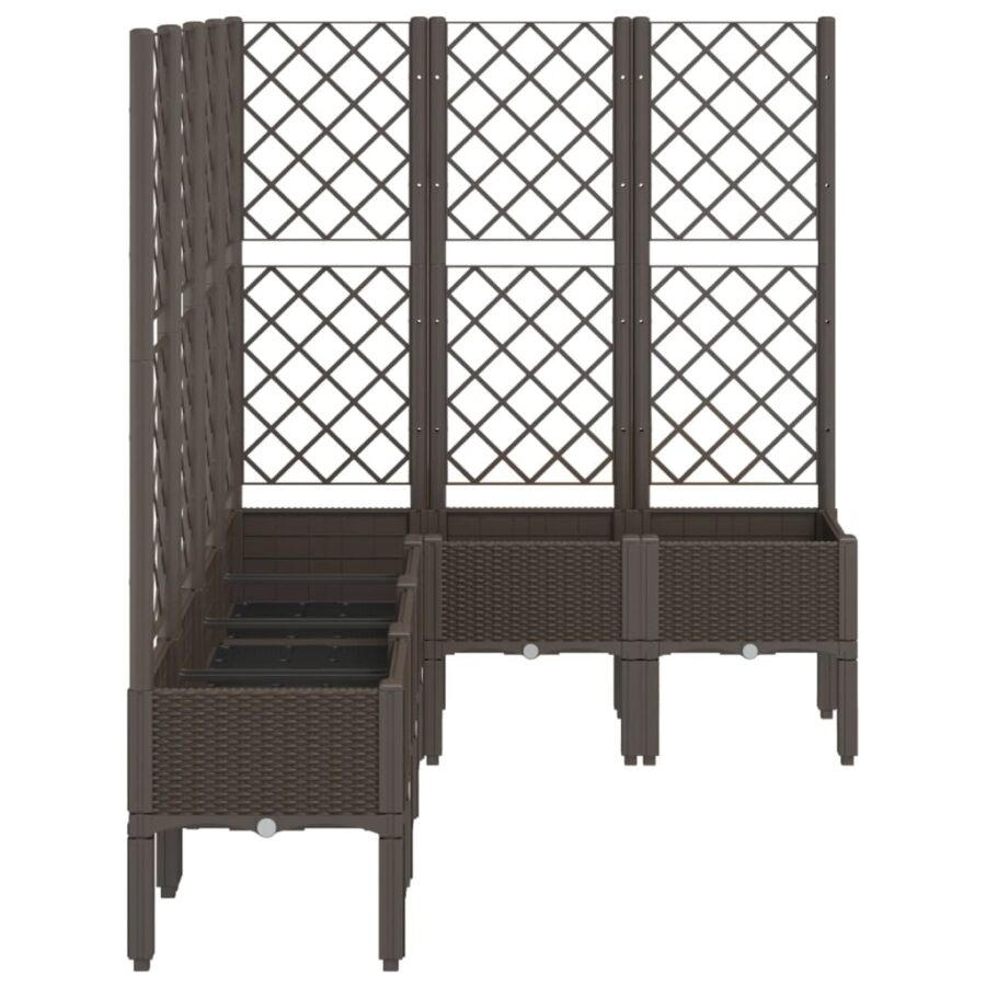 Plantenbak met latwerk 160x120x142 cm polypropeen bruin - Afbeelding 4