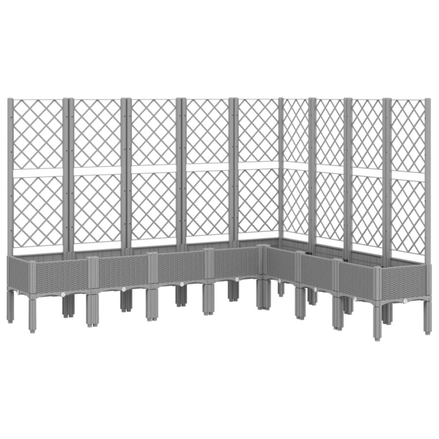 Plantenbak met latwerk 200x160x142 cm polypropeen lichtgrijs - Afbeelding 2