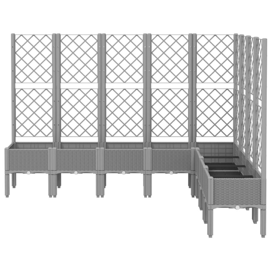 Plantenbak met latwerk 200x160x142 cm polypropeen lichtgrijs - Afbeelding 3