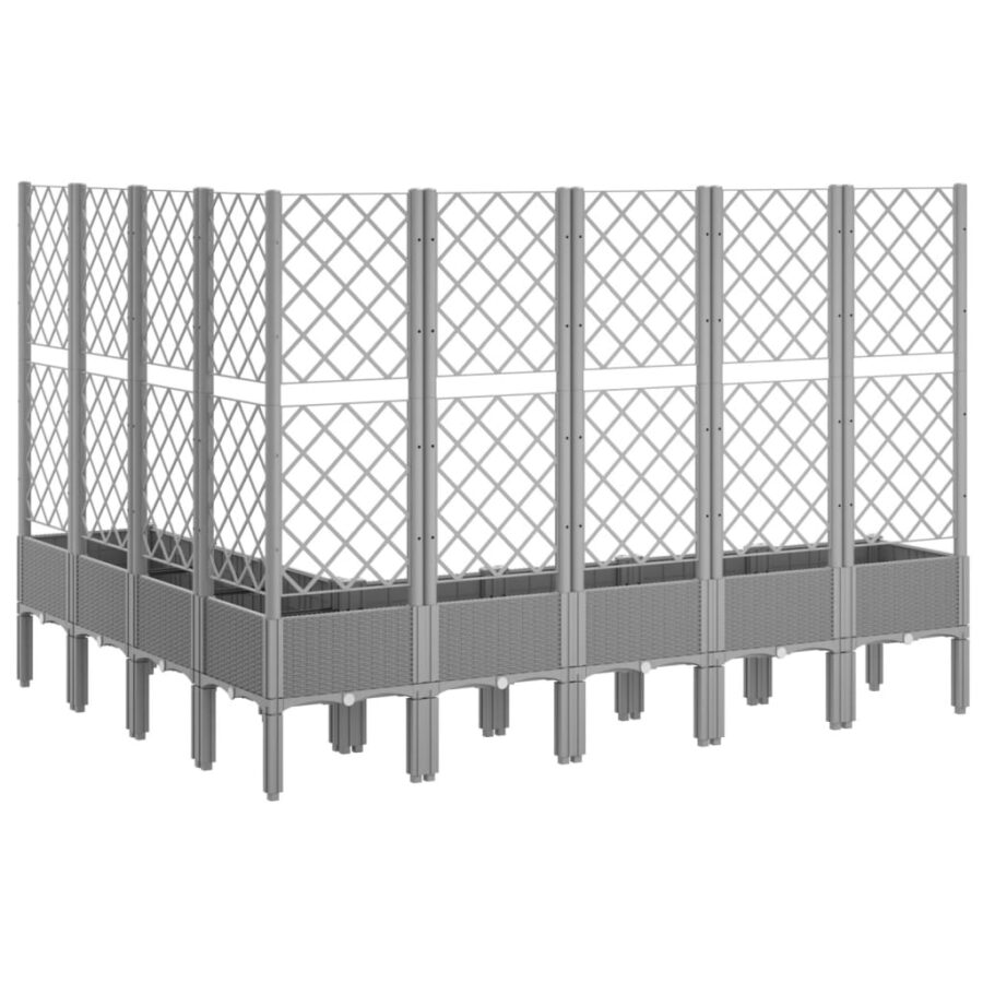 Plantenbak met latwerk 200x160x142 cm polypropeen lichtgrijs - Afbeelding 5