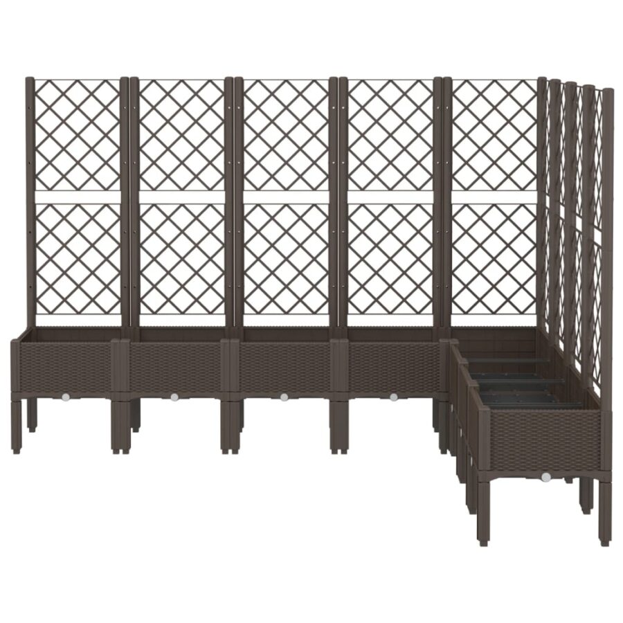 Plantenbak met latwerk 200x160x142 cm polypropeen bruin - Afbeelding 3