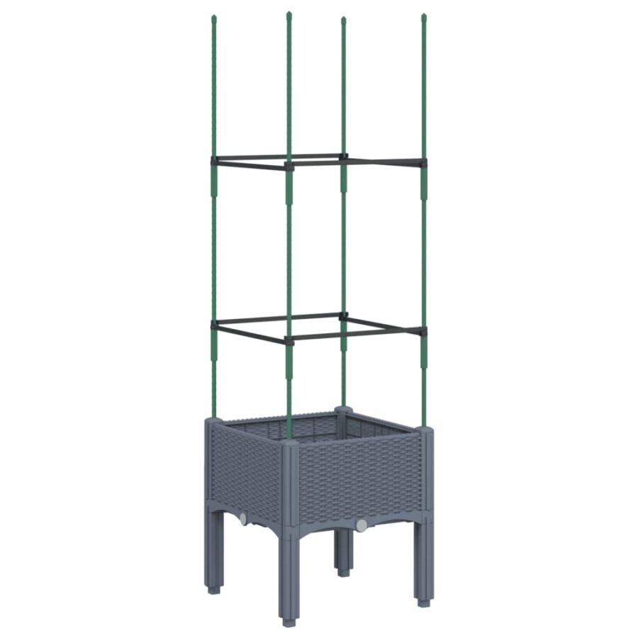 Plantenbak met latwerk 40x40x142,5 cm polypropeen grijs - Afbeelding 2