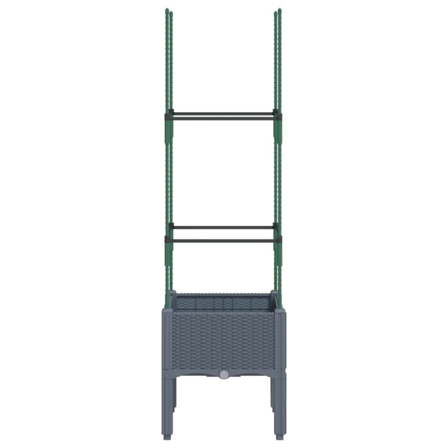Plantenbak met latwerk 40x40x142,5 cm polypropeen grijs - Afbeelding 4