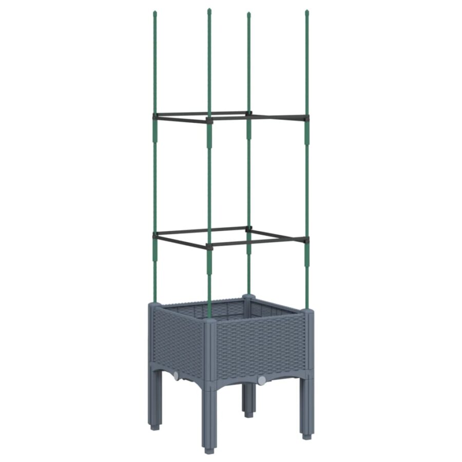 Plantenbak met latwerk 40x40x142,5 cm polypropeen grijs - Afbeelding 5