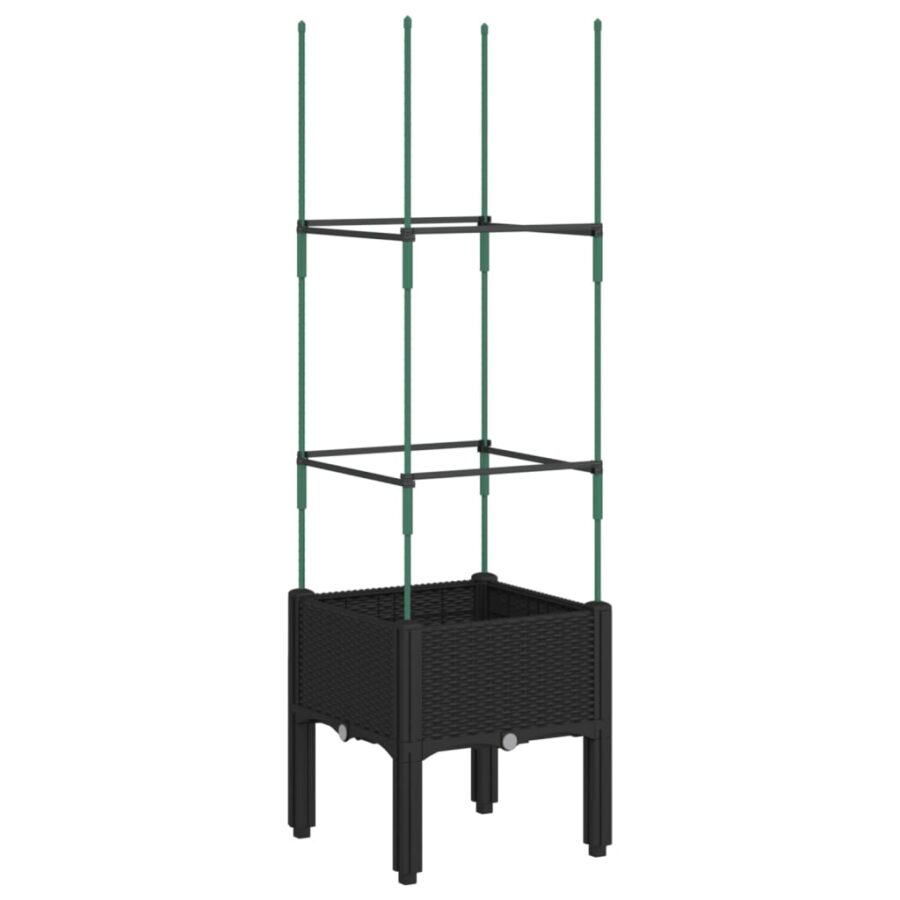 Plantenbak met latwerk 40x40x142,5 cm polypropeen zwart - Afbeelding 5