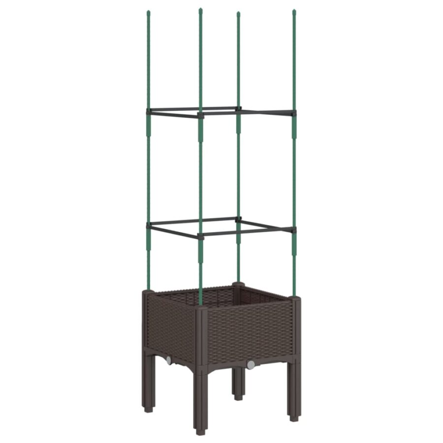 Plantenbak met latwerk 40x40x142,5 cm polypropeen bruin - Afbeelding 2