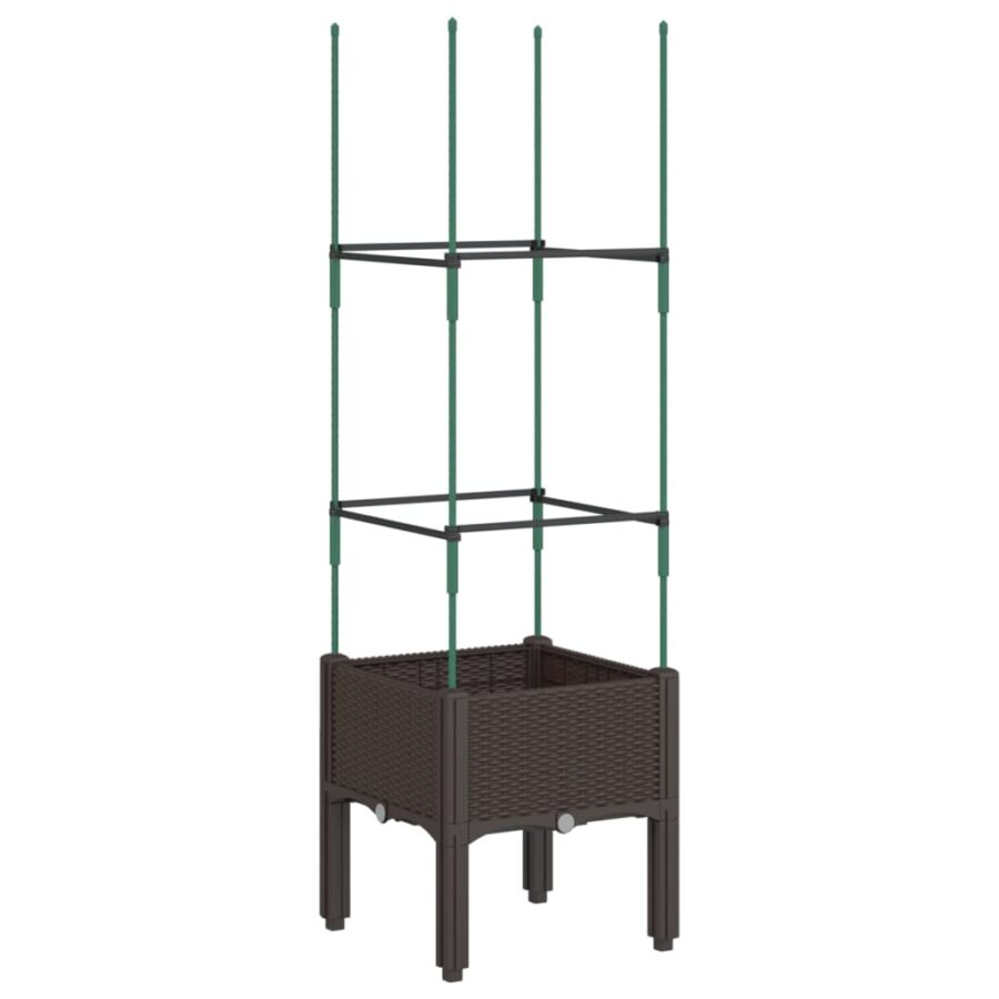 Plantenbak met latwerk 40x40x142,5 cm polypropeen bruin - Afbeelding 5