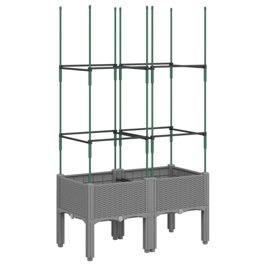 Plantenbak met latwerk 80x40x142,5 cm polypropeen lichtgrijs - Afbeelding 5
