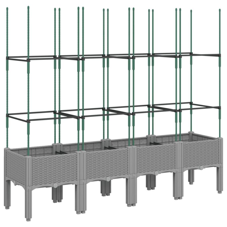 Plantenbak met latwerk 160x40x142,5 cm polypropeen lichtgrijs - Afbeelding 2