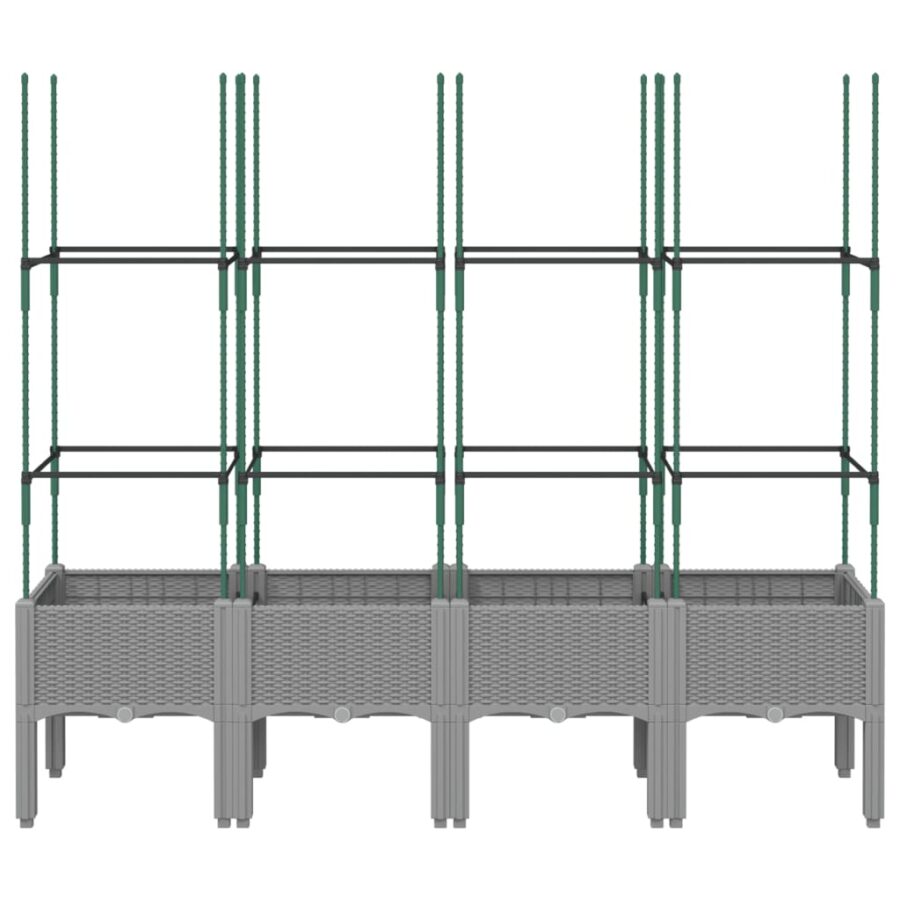 Plantenbak met latwerk 160x40x142,5 cm polypropeen lichtgrijs - Afbeelding 3