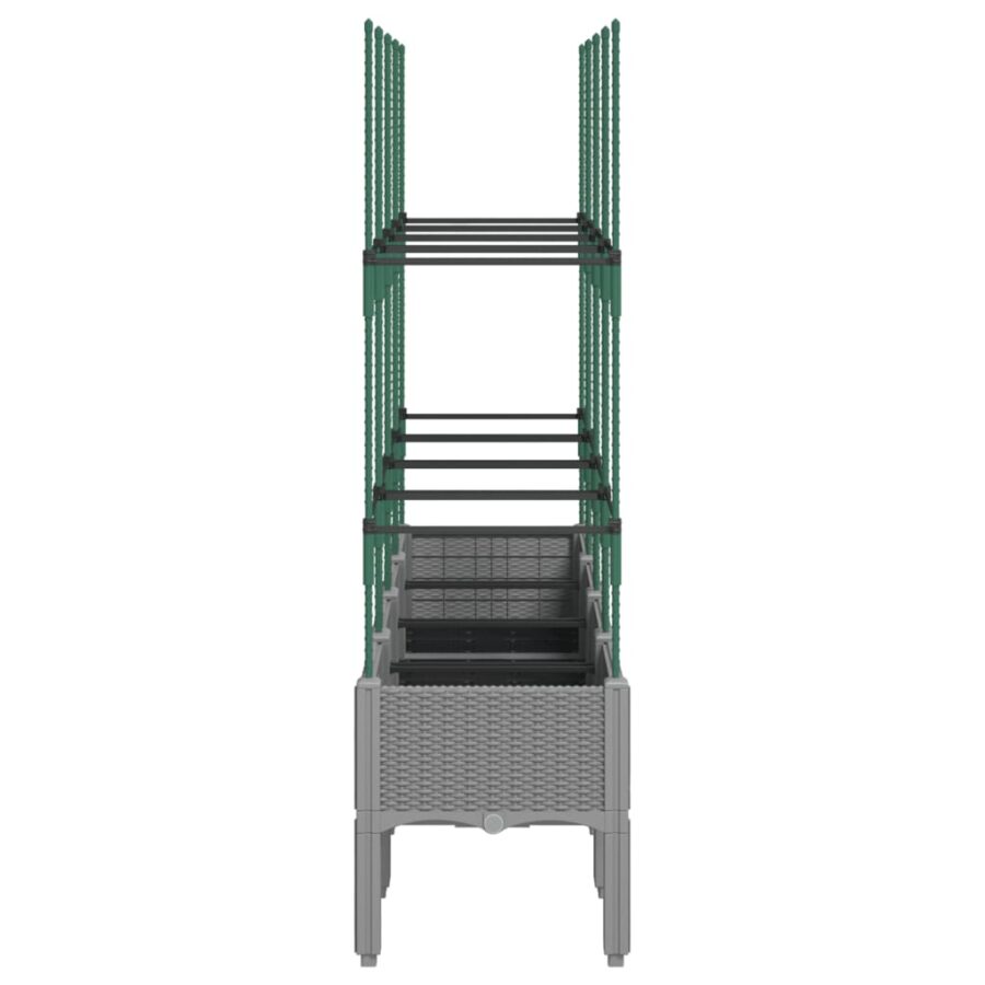 Plantenbak met latwerk 160x40x142,5 cm polypropeen lichtgrijs - Afbeelding 4